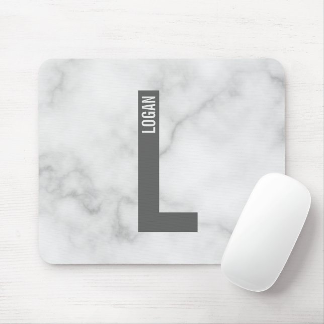 Modern Personalized Bold Monogram and Name Mouse Pad (With Mouse)