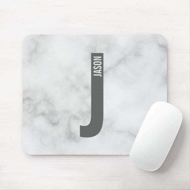 Modern Personalized Bold Monogram and Name Mouse Pad (With Mouse)