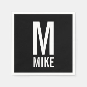 Modern Personalized Bold Monogram and Name Napkin