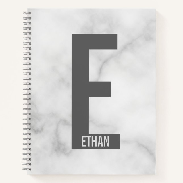 Modern Personalized Bold Monogram and Name Notebook (Front)