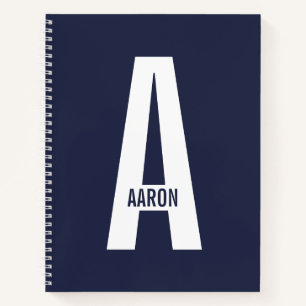 Modern Personalized Bold Monogram and Name Notebook