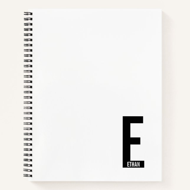 Modern Personalized Bold Monogram and Name Notebook (Front)