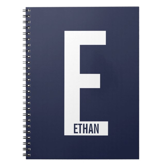 Modern Personalized Bold Monogram and Name Notebook (Front)