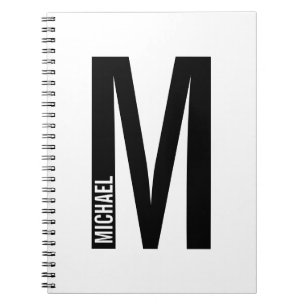 Modern Personalized Bold Monogram and Name Notebook