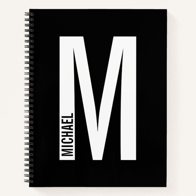 Modern Personalized Bold Monogram and Name Notebook (Front)