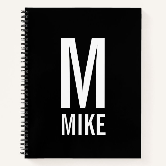 Modern Personalized Bold Monogram and Name Notebook (Front)