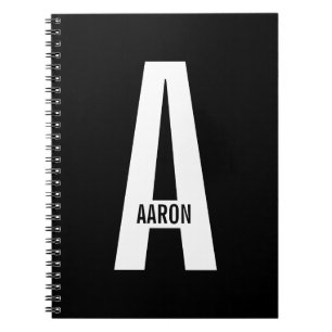 Modern Personalized Bold Monogram and Name Notebook