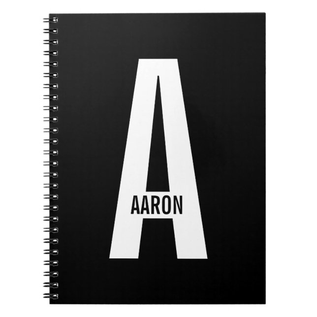 Modern Personalized Bold Monogram and Name Notebook (Front)