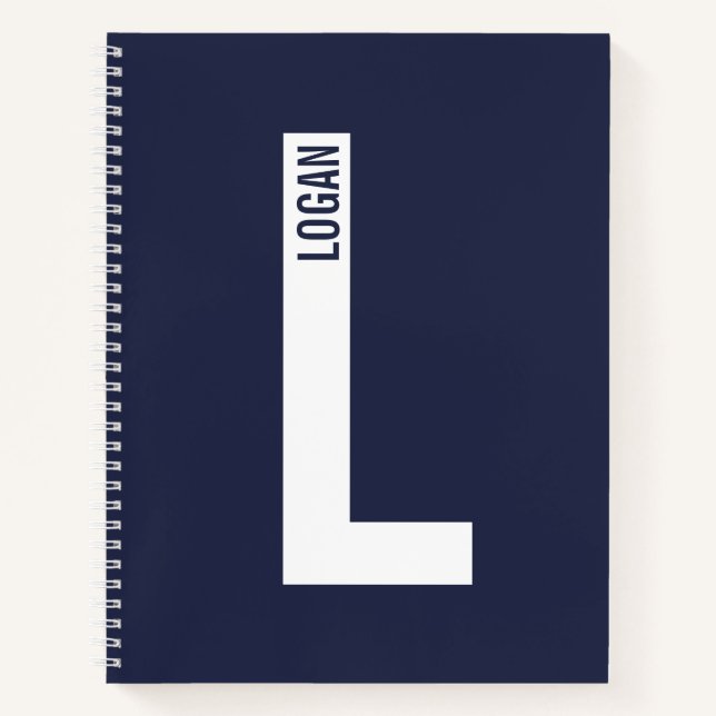 Modern Personalized Bold Monogram and Name Notebook (Front)