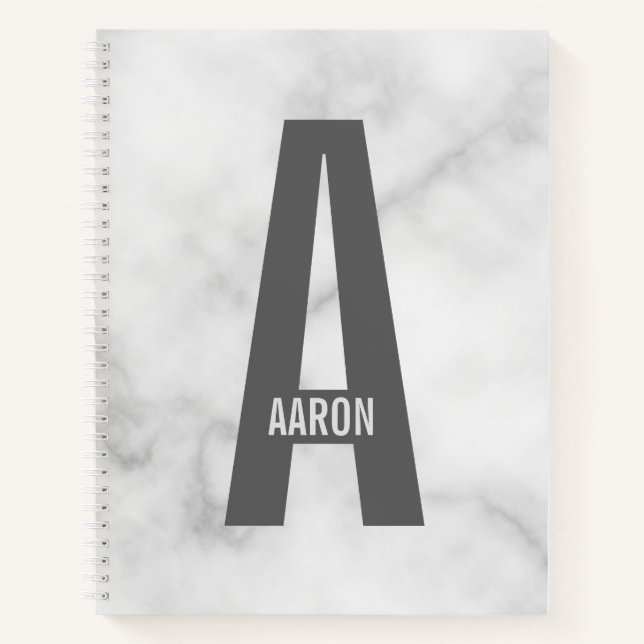 Modern Personalized Bold Monogram and Name Notebook (Front)