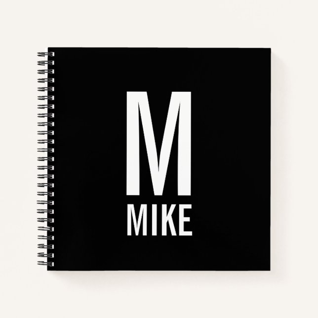 Modern Personalized Bold Monogram and Name Notebook (Front)