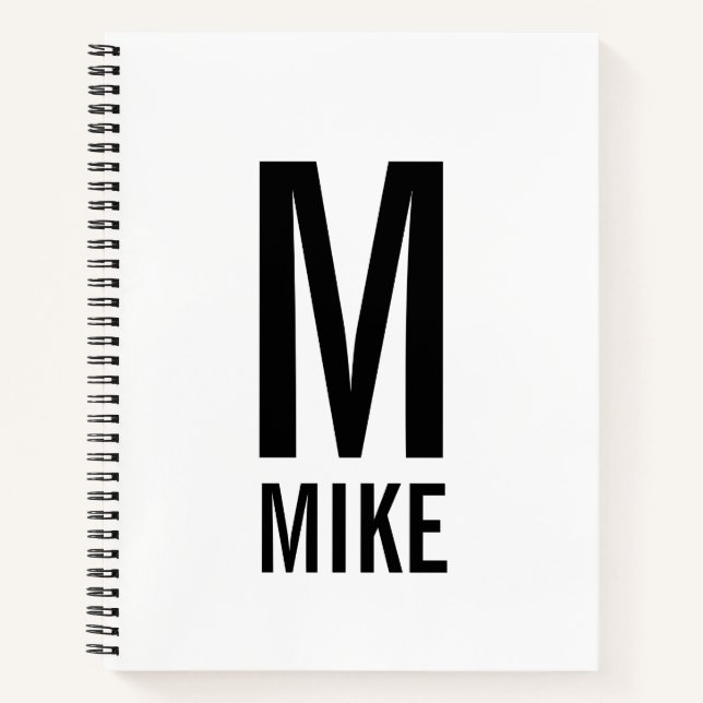 Modern Personalized Bold Monogram and Name Notebook (Front)