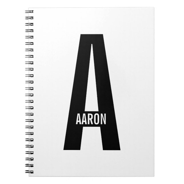 Modern Personalized Bold Monogram and Name Notebook (Front)