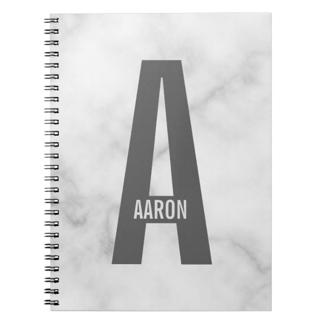 Modern Personalized Bold Monogram and Name Notebook (Front)