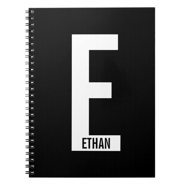 Modern Personalized Bold Monogram and Name Notebook (Front)
