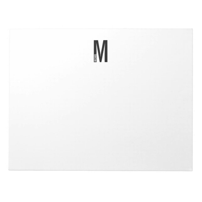 Modern Personalized Bold Monogram and Name Notepad (Front)