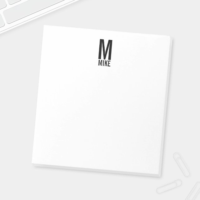 Modern Personalized Bold Monogram and Name Notepad (Creator Uploaded)