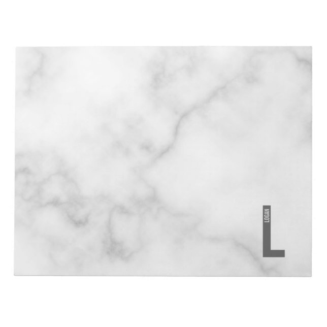 Modern Personalized Bold Monogram and Name Notepad (Front)