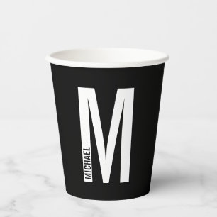 Modern Personalized Bold Monogram and Name Paper C Cups