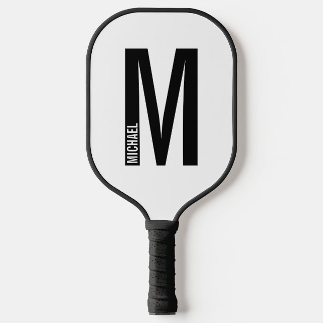 Modern Personalized Bold Monogram and Name Pickleball Paddle (Front)