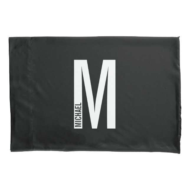 Modern Personalized Bold Monogram and Name Pillowcase (Front)