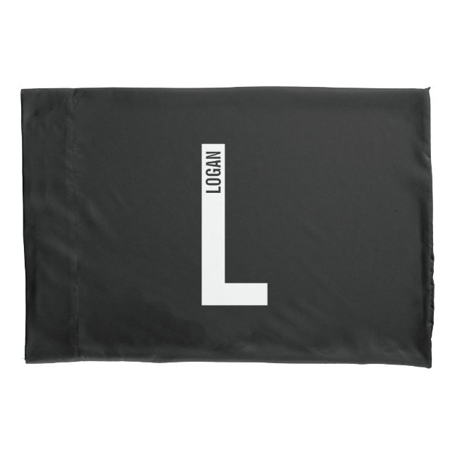 Modern Personalized Bold Monogram and Name Pillowcase (Front)