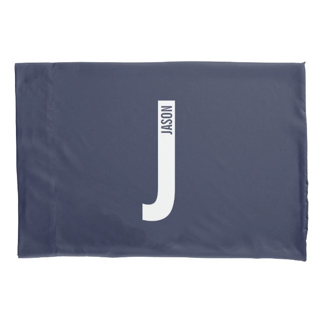 Modern Personalized Bold Monogram and Name Pillowcase (Front)