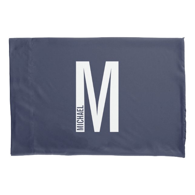 Modern Personalized Bold Monogram and Name Pillowcase (Front)