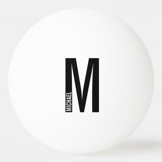 Modern Personalized Bold Monogram and Name Ping Pong Ball (Front)