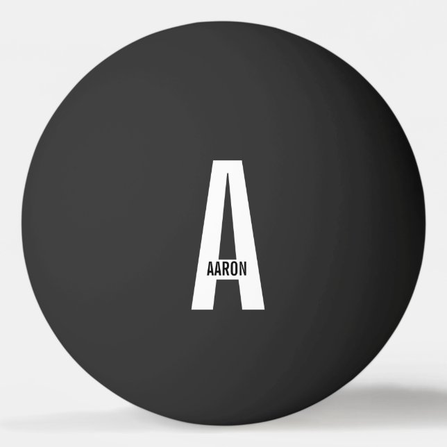 Modern Personalized Bold Monogram and Name Ping Pong Ball (Front)
