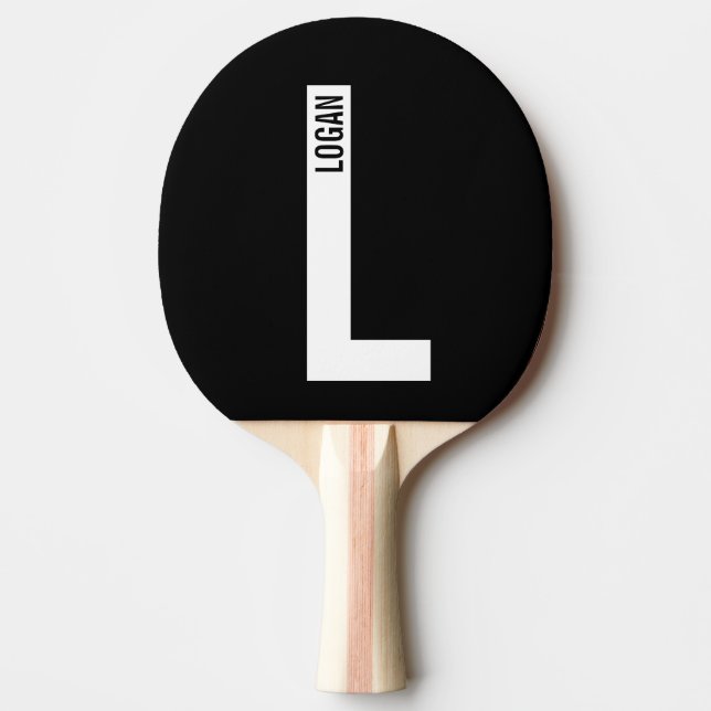 Modern Personalized Bold Monogram and Name Ping Pong Paddle (Front)