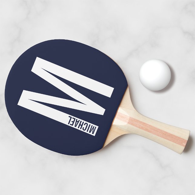 Modern Personalized Bold Monogram and Name Ping Pong Paddle (Creator Uploaded)