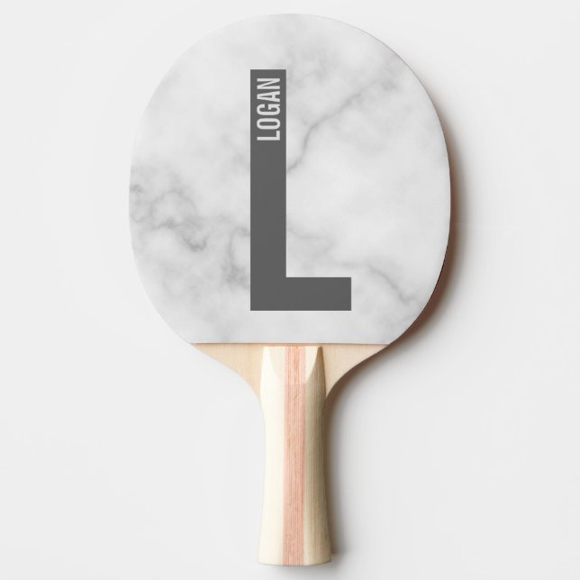 Modern Personalized Bold Monogram and Name Ping Pong Paddle (Front)