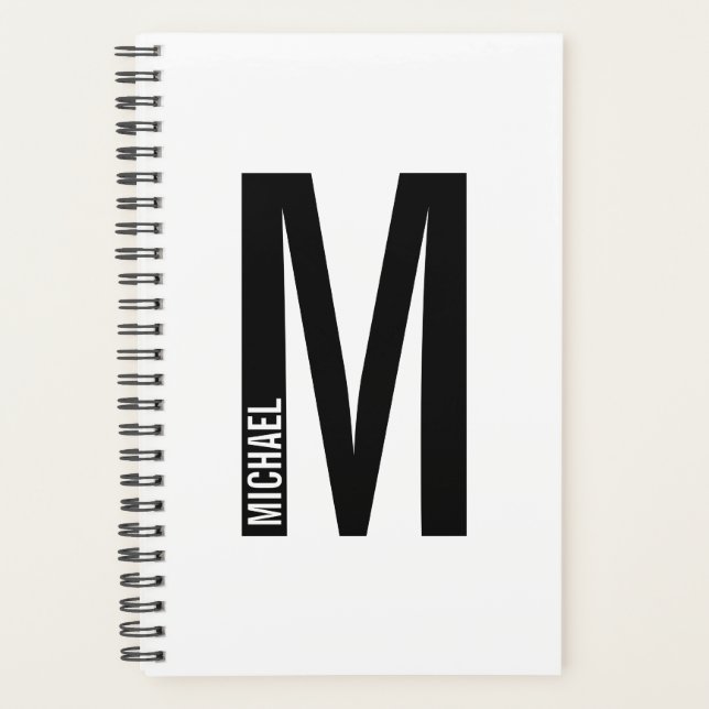 Modern Personalized Bold Monogram and Name Planner (Front)