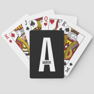 Modern Personalized Bold Monogram and Name Playing Cards