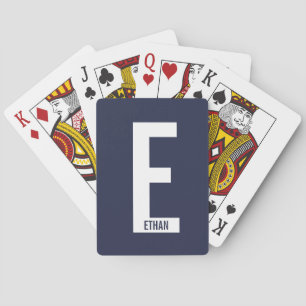 Modern Personalized Bold Monogram and Name Playing Cards
