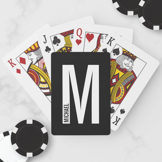 Modern Personalized Bold Monogram and Name Playing Cards (Creator Uploaded)