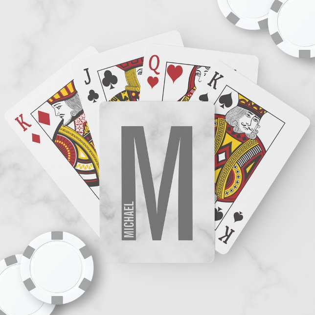Modern Personalized Bold Monogram and Name Playing Cards (Creator Uploaded)