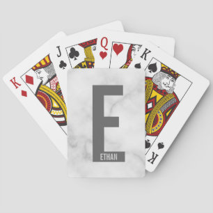 Modern Personalized Bold Monogram and Name Playing Cards