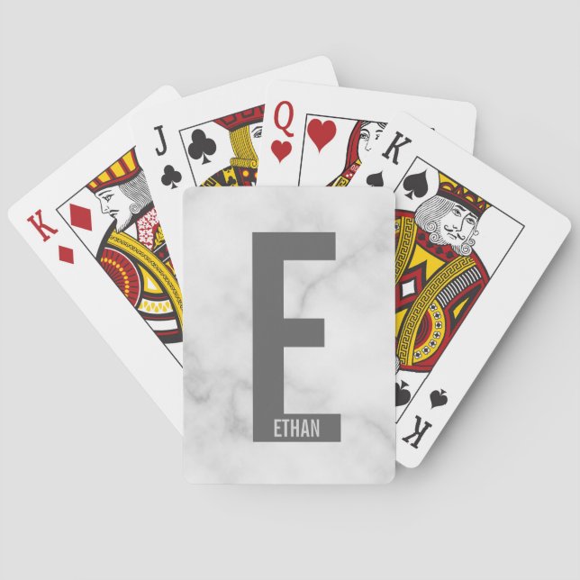Modern Personalized Bold Monogram and Name Playing Cards (Back)