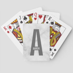 Modern Personalized Bold Monogram and Name Playing Cards