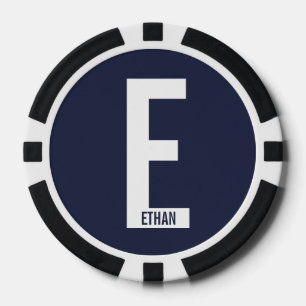 Modern Personalized Bold Monogram and Name Poker Chips