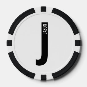 Modern Personalized Bold Monogram and Name Poker Chips