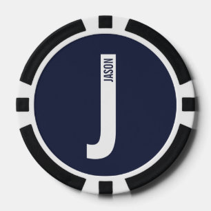Modern Personalized Bold Monogram and Name Poker Chips