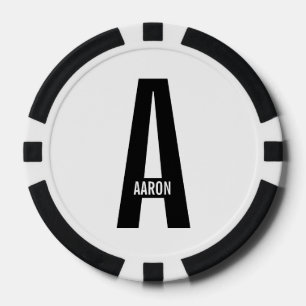 Modern Personalized Bold Monogram and Name Poker Chips