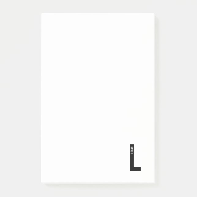 Modern Personalized Bold Monogram and Name Post-it Notes (Front)