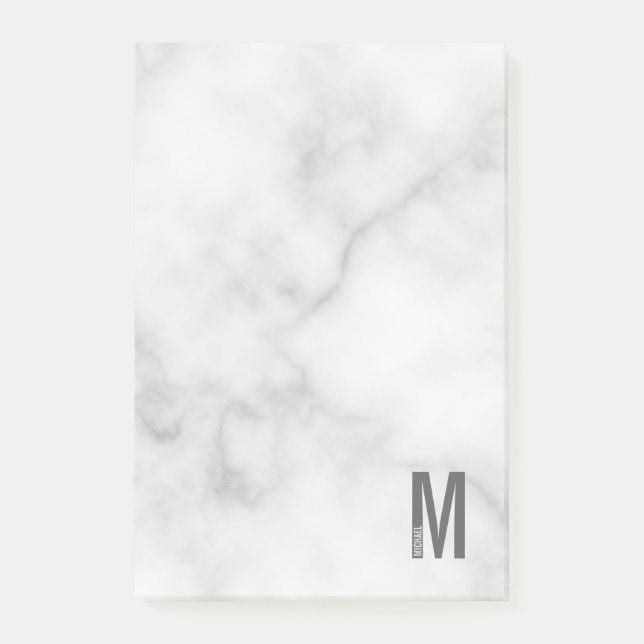 Modern Personalized Bold Monogram and Name Post-it Notes (Front)