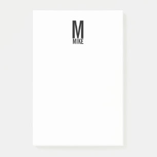 Modern Personalized Bold Monogram and Name Post-it Notes