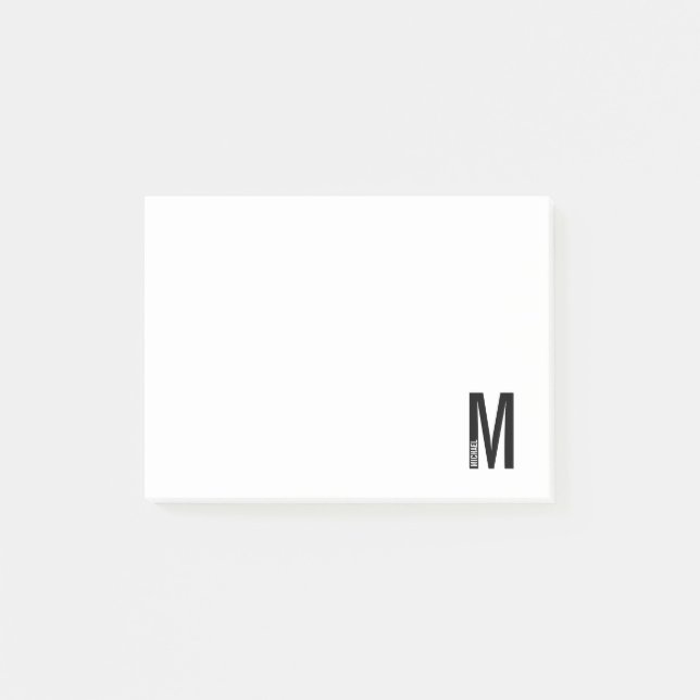 Modern Personalized Bold Monogram and Name Post-it Notes (Front)