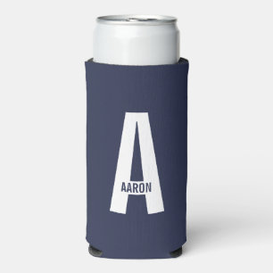 Modern Personalized Bold Monogram and Name Seltzer Can Cooler